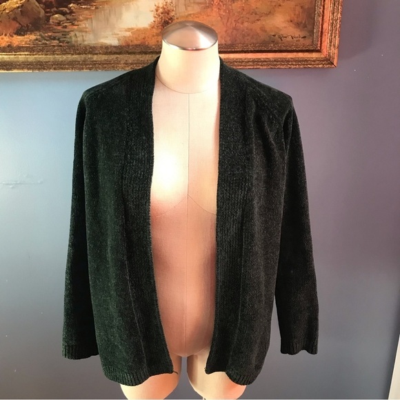 Land’s End christmas green open cardigan - Picture 5 of 9